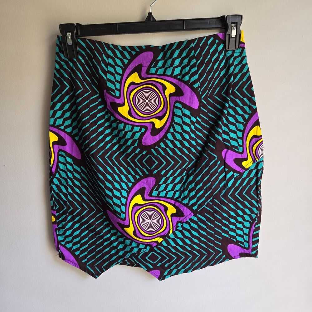 Mae Otti Size M African Print Skirt Natural Fibers 100% Cotton